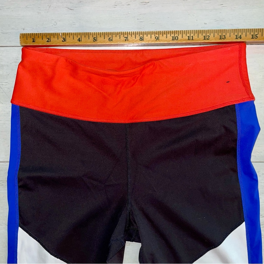 Avia Women’s Leggings Orange Black White Blue Size L Colorblock Psychedelic Fun - Picture 8 of 8